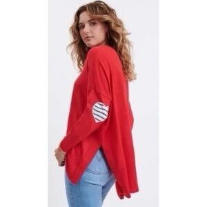 MerSea Amour Sweater Red Heart Elbow Patch Travel Indie Cottagecore One Size